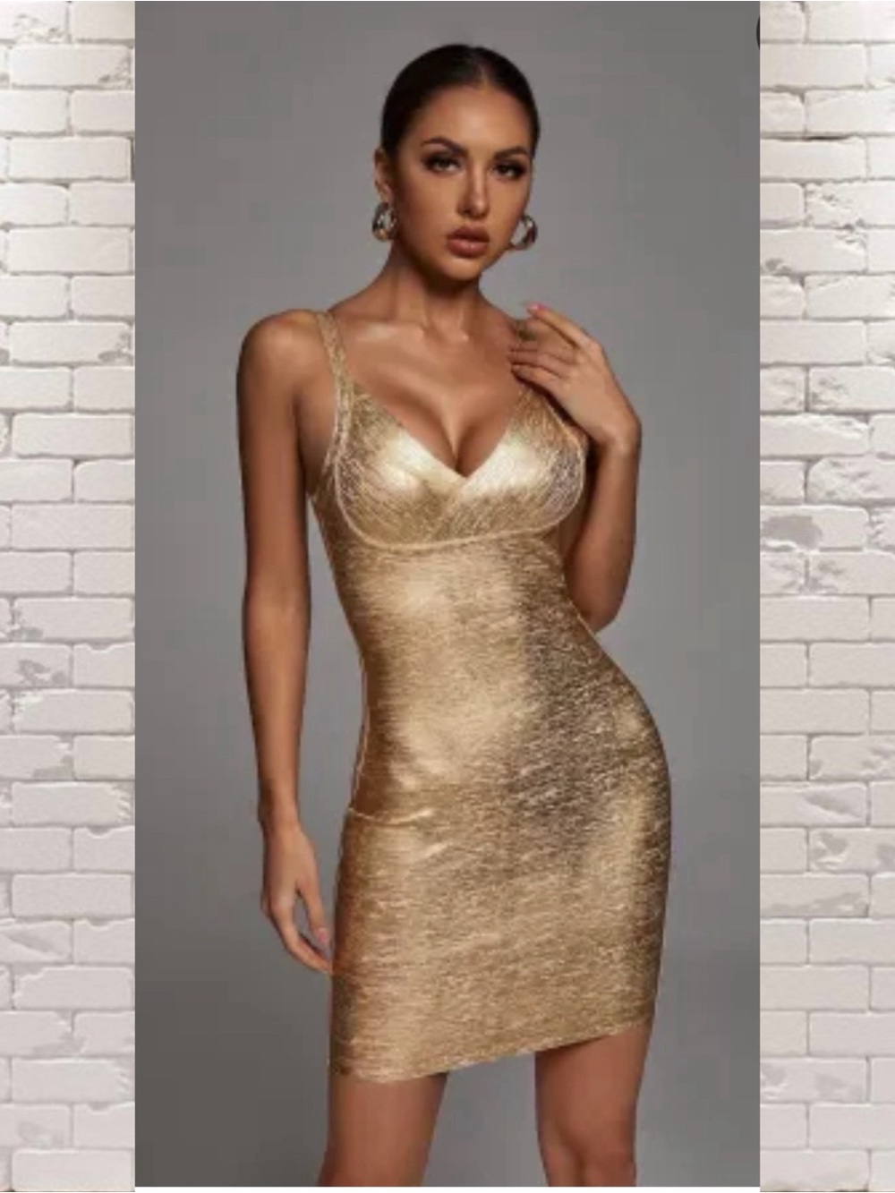 🚨LAST CHANCE-removing 9/30🚨 Gold Bodycon Dress -Shimmer Cocktail Dress